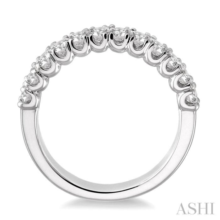 3/4 Ctw Round Cut Diamond Wedding Band in 14K White Gold