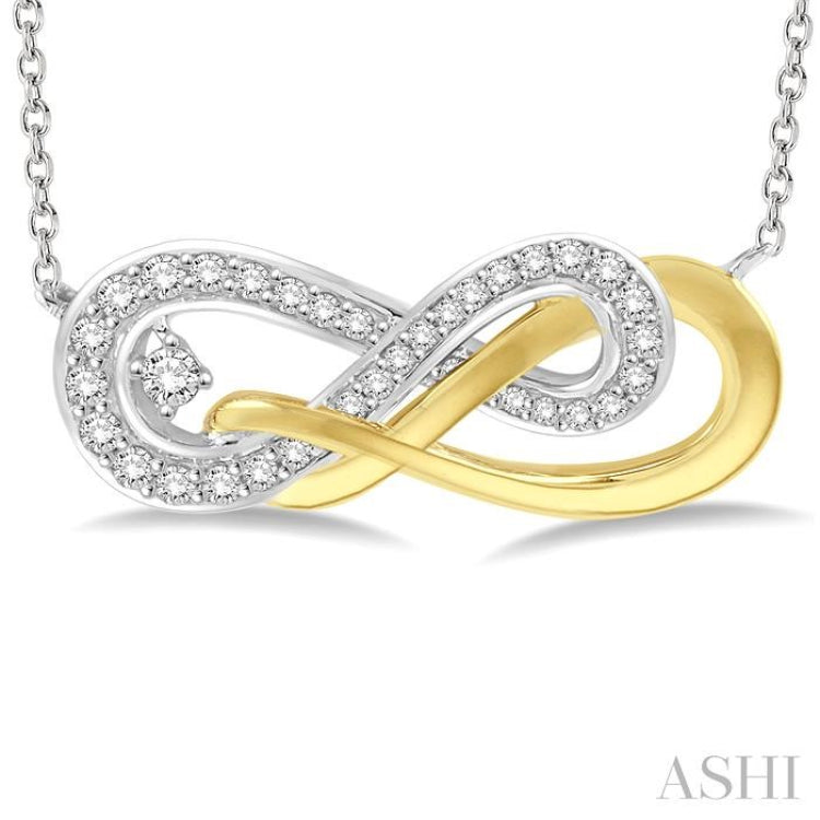 1/5 ctw Round Cut Diamond Infinity Necklace in 14K White and Yellow Gold