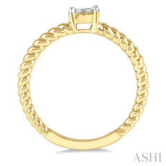 1/6 Ctw Rope Shank Lovebright Round Cut Diamond Ring in 14K Yellow and White Gold