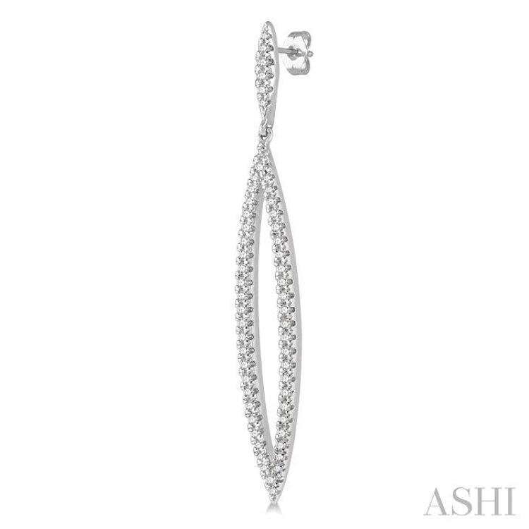 1/2 Ctw Round Cut Diamond Long Earrings in 14K White Gold