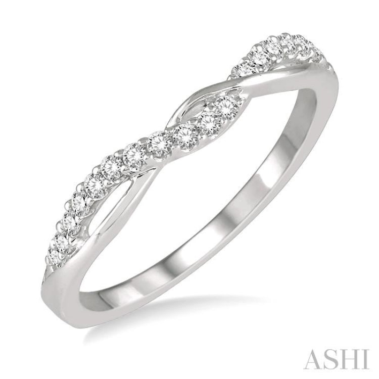 1/5 ctw Twisted Top Round Cut Diamond Wedding Band in 14K White Gold