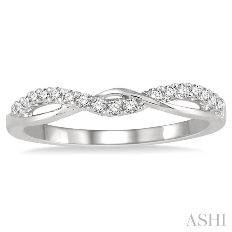 1/5 ctw Twisted Top Round Cut Diamond Wedding Band in 14K White Gold