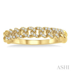 1/6 Ctw Round Cut Diamond Curb & Cuban Fashion Band in 14K Yellow Gold