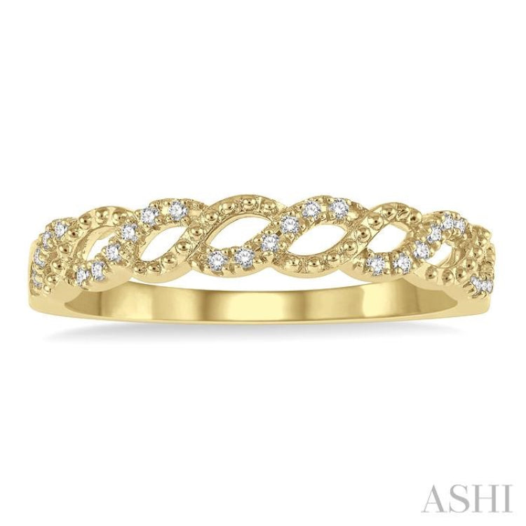 1/10 Ctw Entwined Round Cut Diamond Stack Band in 14K Yellow Gold