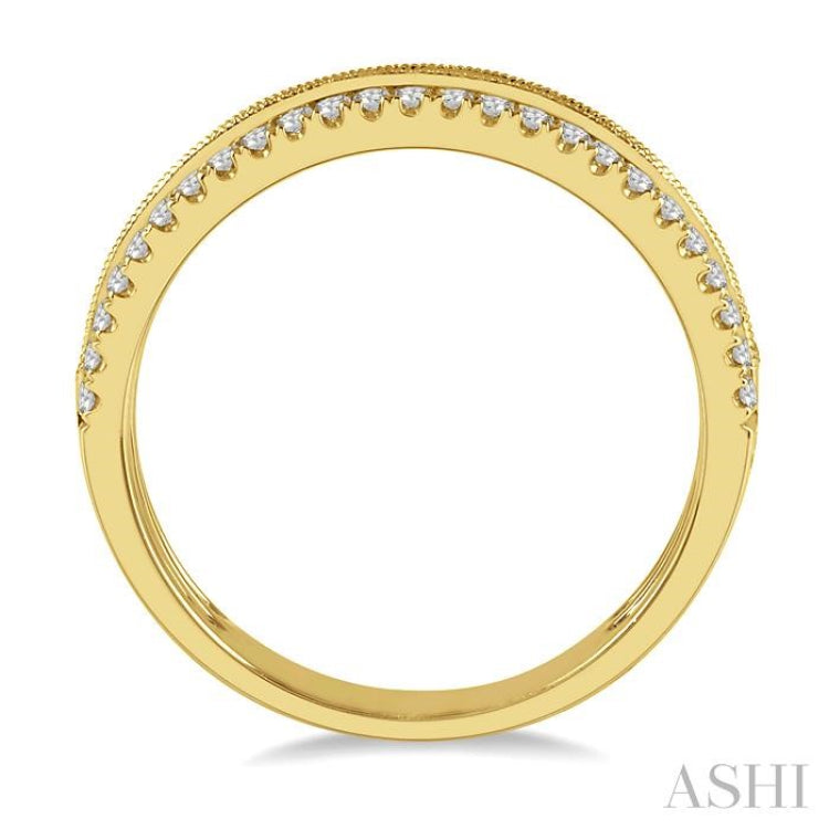 3/8 ctw Split Baguette and Round Cut Diamond Fashion Ring in 14K Yellow Gold