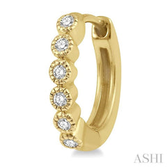 1/10 ctw Round Cut Diamond Huggie Petite Earrings in 10K Yellow Gold
