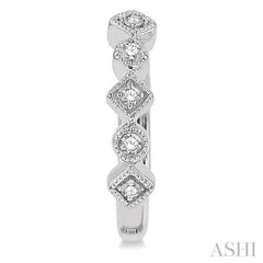 1/10 ctw Circular & Rhombus Mount Round Cut Diamond Huggie Petite Earrings in 10K White Gold