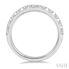 1 Ctw Arched Center Round Cut Diamond Wedding Band in 14K White Gold