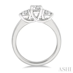 1 Ctw Round Cut Diamond Three-Stone Ring in 14K White Gold