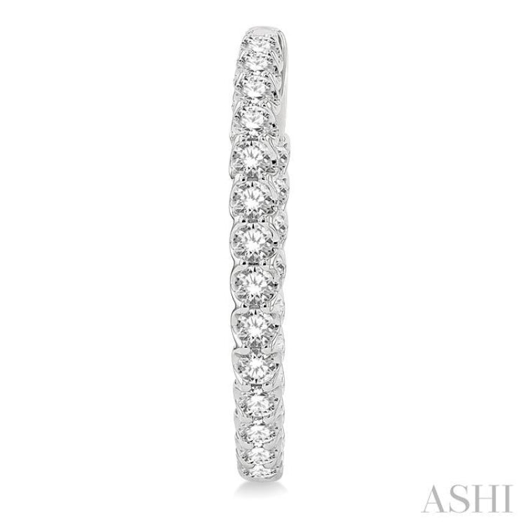 3.00 ctw Inside-Out Round Cut Diamond Hoop Earrings in 14K White Gold