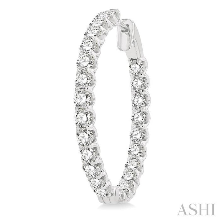 5.00 ctw Inside-Out Round Cut Diamond Hoop Earrings in 14K White Gold