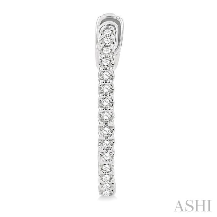 1/2 ctw Inside-Out Round Cut Diamond Hoop Earrings in 14K White Gold