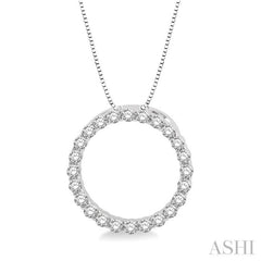 1/4 Ctw Circle of Love Round Cut Diamond Pendant With Chain in 14K White Gold