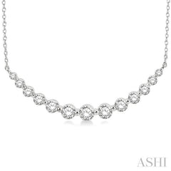 1 Ctw Diamond Smile Necklace in 14K White Gold