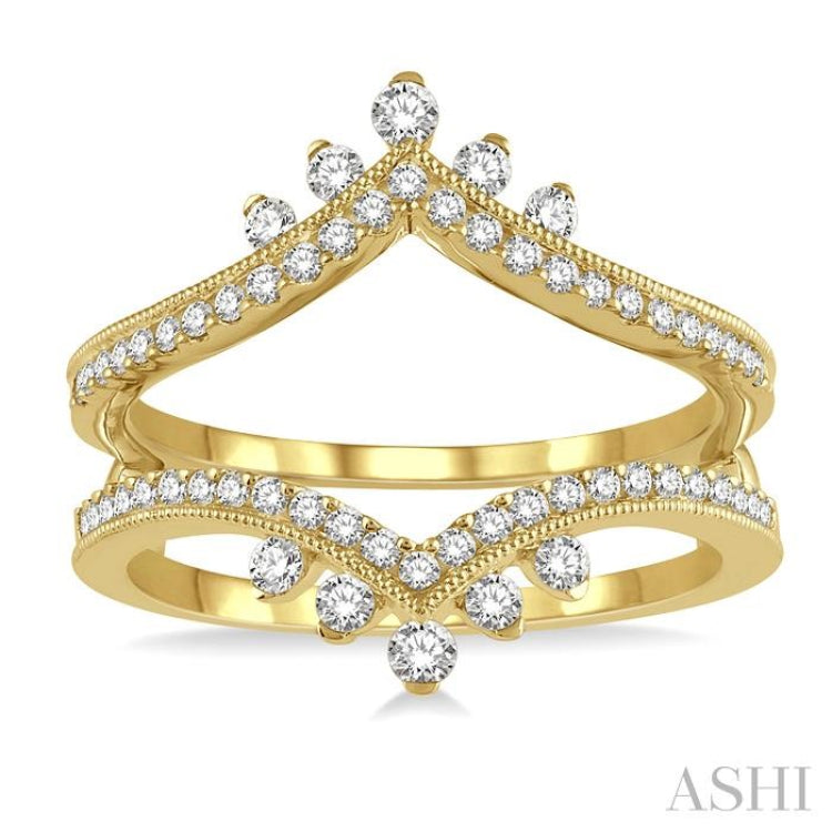 1/2 Ctw Pointed Arch Round Cut Diamond Insert Ring in 14K Yellow Gold