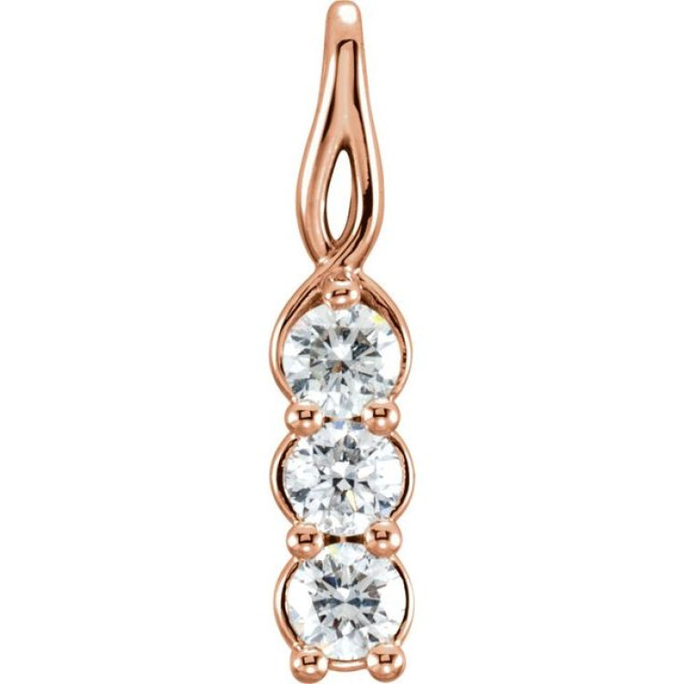 Platinum 4.1 mm Round Three-Stone Pendant Mounting