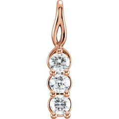 Platinum 4.1 mm Round Three-Stone Pendant Mounting