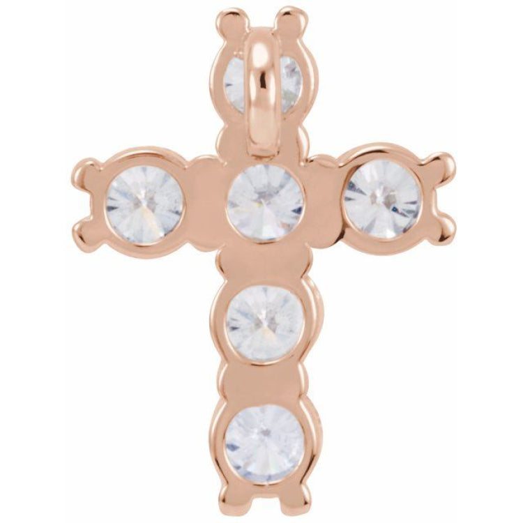 14K Rose 1/2 CTW Natural Diamond Cross Pendant