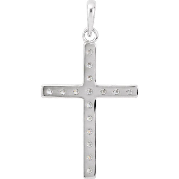 Platinum 1/2 CTW Natural Diamond Cross Pendant