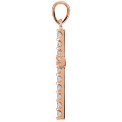 14K Rose 1 1/4 CTW Natural Diamond Cross Pendant