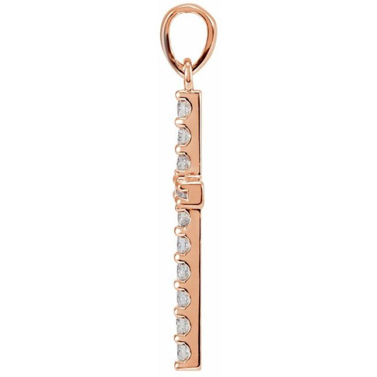 14K Rose 1 3/8 CTW Natural Diamond Cross Pendant