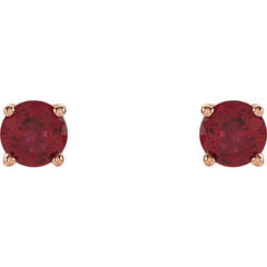 14K Rose Gold 4 mm Lab-Grown Ruby Earrings