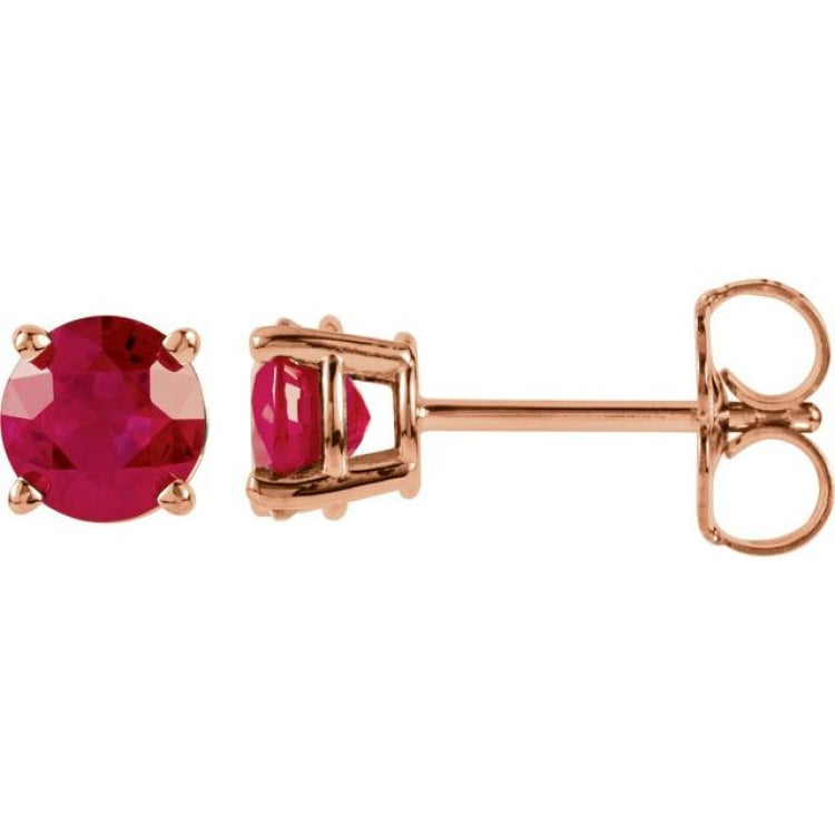 14K Rose Gold 5 mm Lab-Grown Ruby Earrings