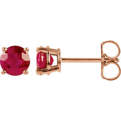 14K Rose Gold 5 mm Lab-Grown Ruby Earrings