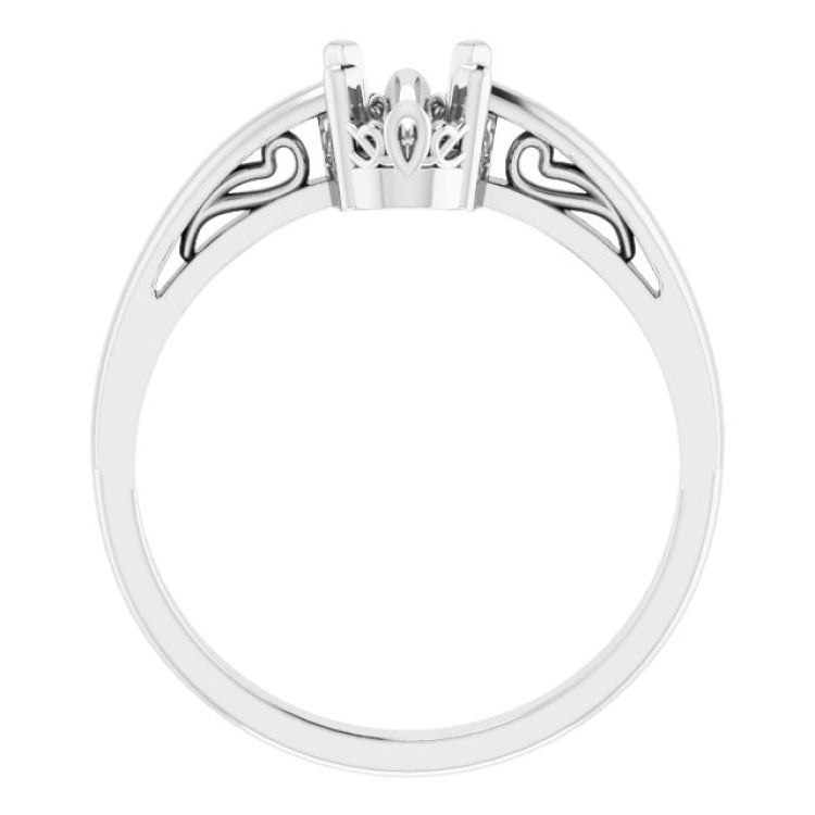 10K White 7x5 mm Oval Scroll Setting® Solitaire Ring Mounting