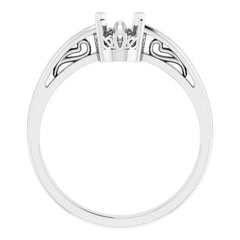 10K White 7x5 mm Oval Scroll Setting® Solitaire Ring Mounting