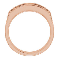 14K Rose 1 CTW Natural Diamond Milgrain Band