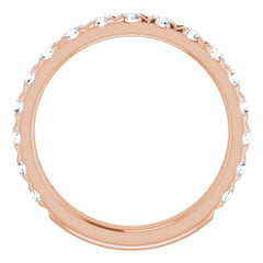 14K Rose 1 CTW Natural Diamond French-Set Anniversary Band