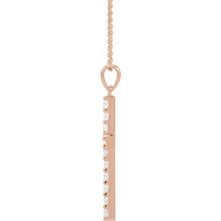 14K Rose 1/2 CTW Natural Diamond Cross 18" Necklace
