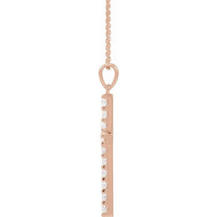 14K Rose 1 1/4 CTW Natural Diamond Cross 18" Necklace