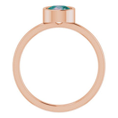 14K Rose 6 mm Lab-Grown Alexandrite Ring