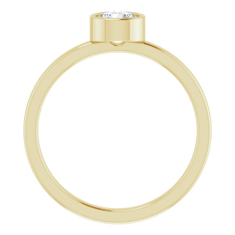 14K Yellow 5 mm Natural White Sapphire Ring
