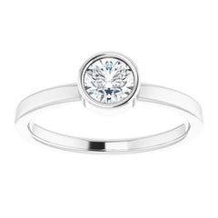 Platinum 5 mm Natural White Sapphire Ring