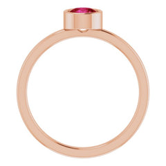14K Rose 5 mm Natural Ruby Ring
