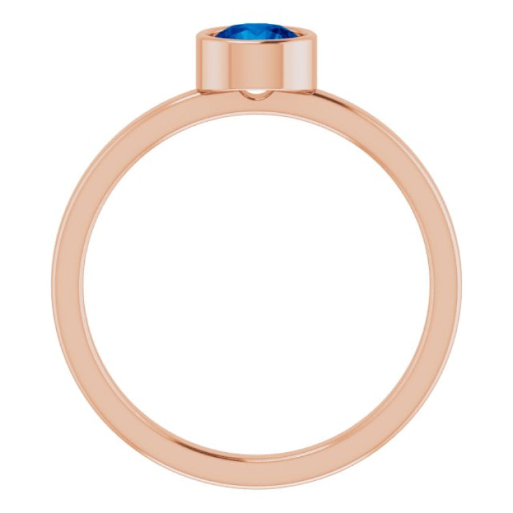 14K Rose 5 mm Natural Blue Sapphire Ring