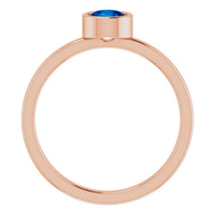 14K Rose 5 mm Natural Blue Sapphire Ring
