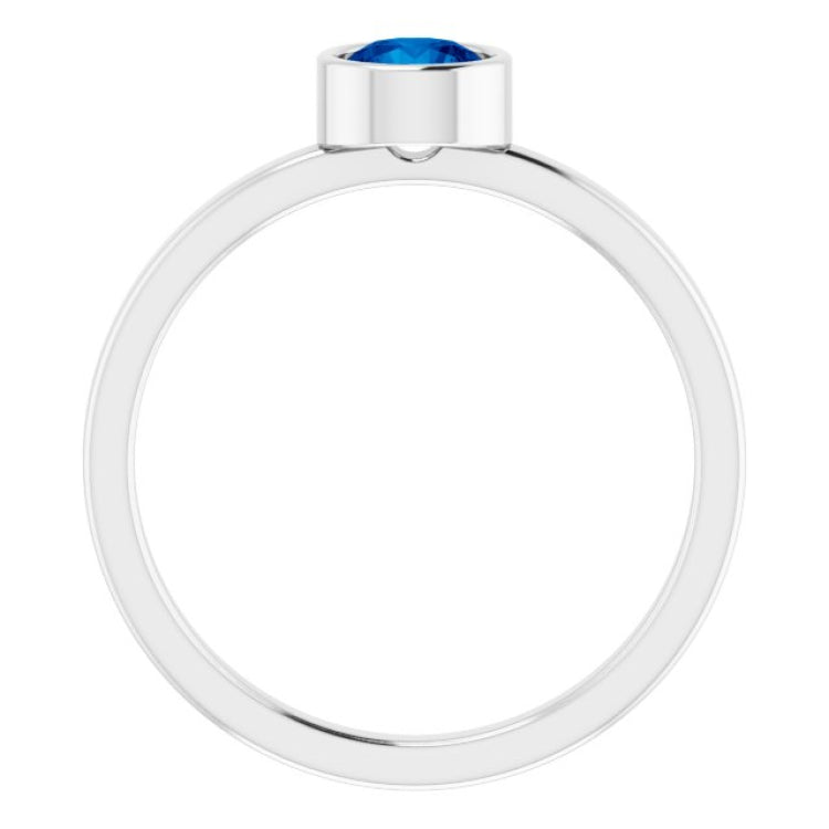 Platinum 5 mm Lab-Grown Blue Sapphire Ring