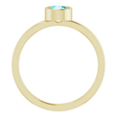 14K Yellow 5 mm Natural Blue Zircon Ring