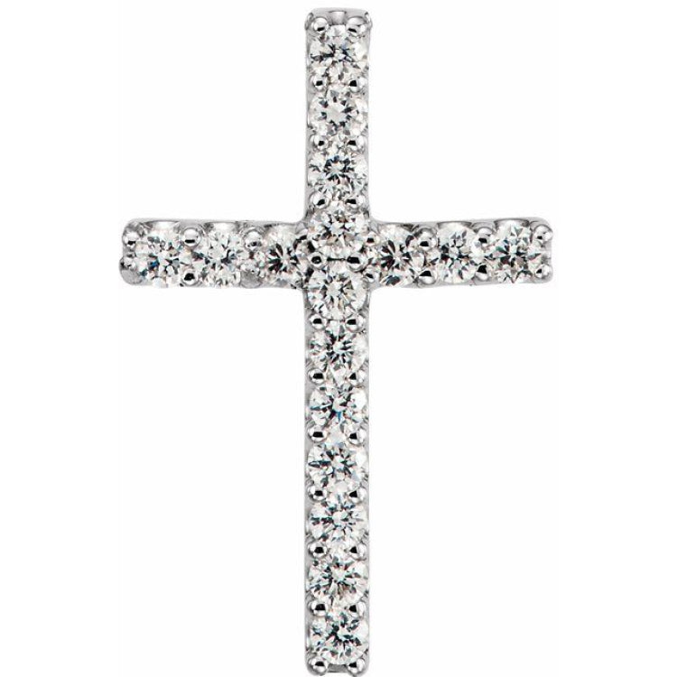 14K White .06 CTW Natural Diamond Petite Cross Pendant