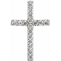14K White .06 CTW Natural Diamond Petite Cross Pendant