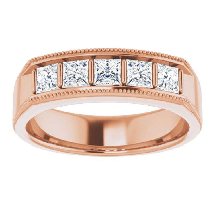 14K Rose 1 CTW Natural Diamond Milgrain Band