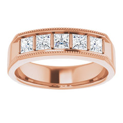 14K Rose 1 CTW Natural Diamond Milgrain Band