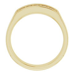 14K Yellow 3/8 CTW Natural Diamond Milgrain Band