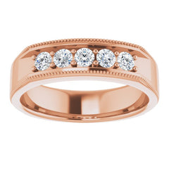 14K Rose 1/2 CTW Natural Diamond Milgrain Band