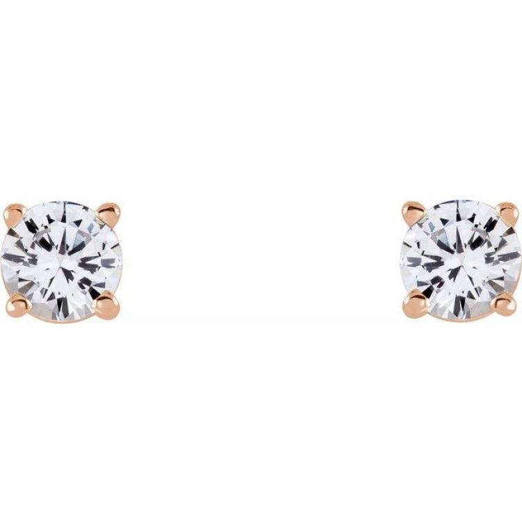 14K Rose Gold 4 mm Natural White Sapphire Earrings