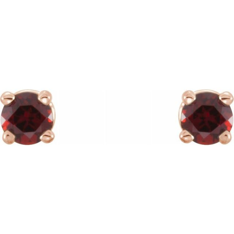14K Rose Gold 2.5 mm Natural Mozambique Garnet Earrings